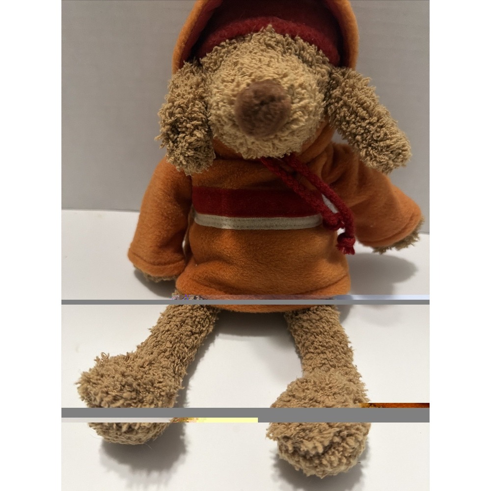 Bath & Body Works Plush Puppy Dog Orange Striped Hoodie Brown Sherpa Stuffed Toy
